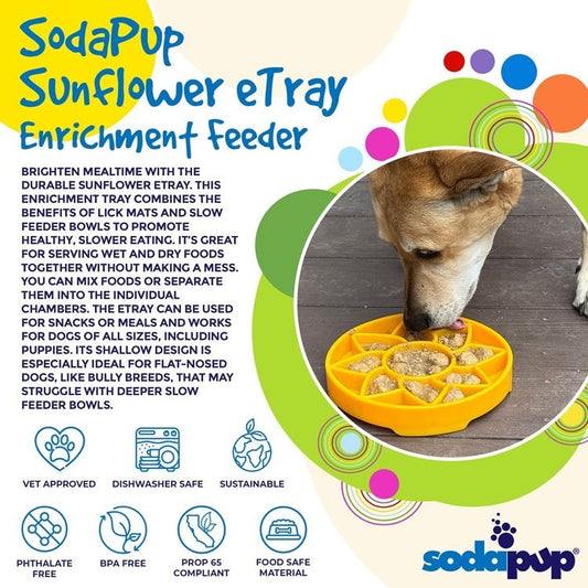 Sunflower Etray Shallow Slow Feeder Dog Bowl For Enrichment - detail view