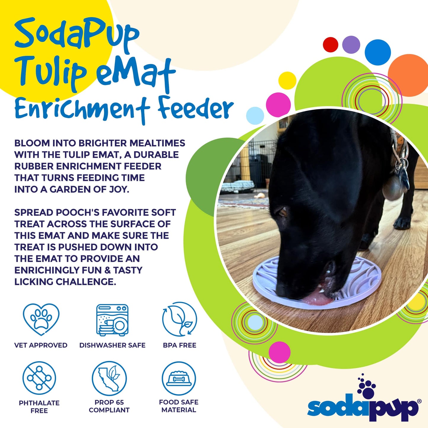 Tulip Design Emat Enrichment Lick Mat For Dogs And Cats With - close up view