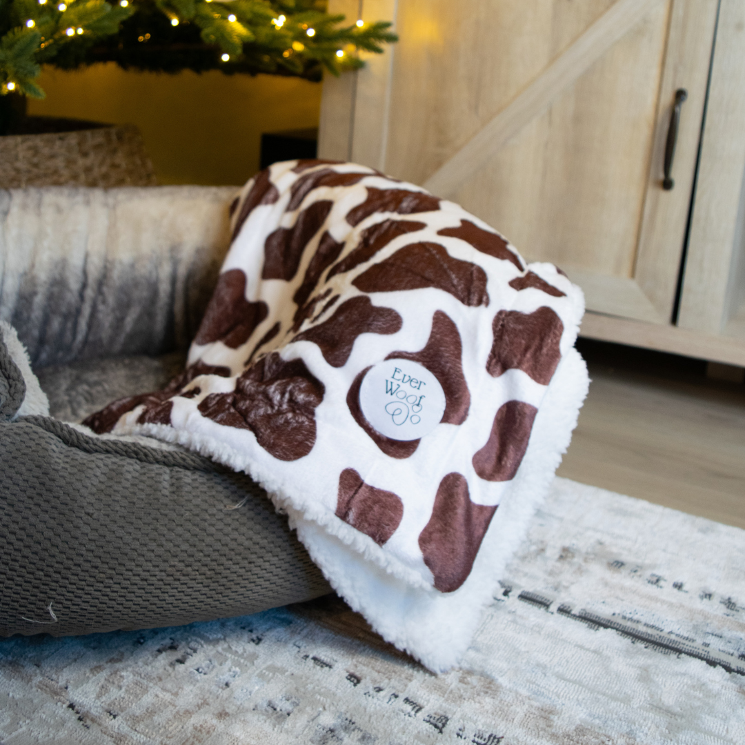 Dog Bed Chocolate Cow Blanket for Daily Use for Comfort - close up product image for dog bed