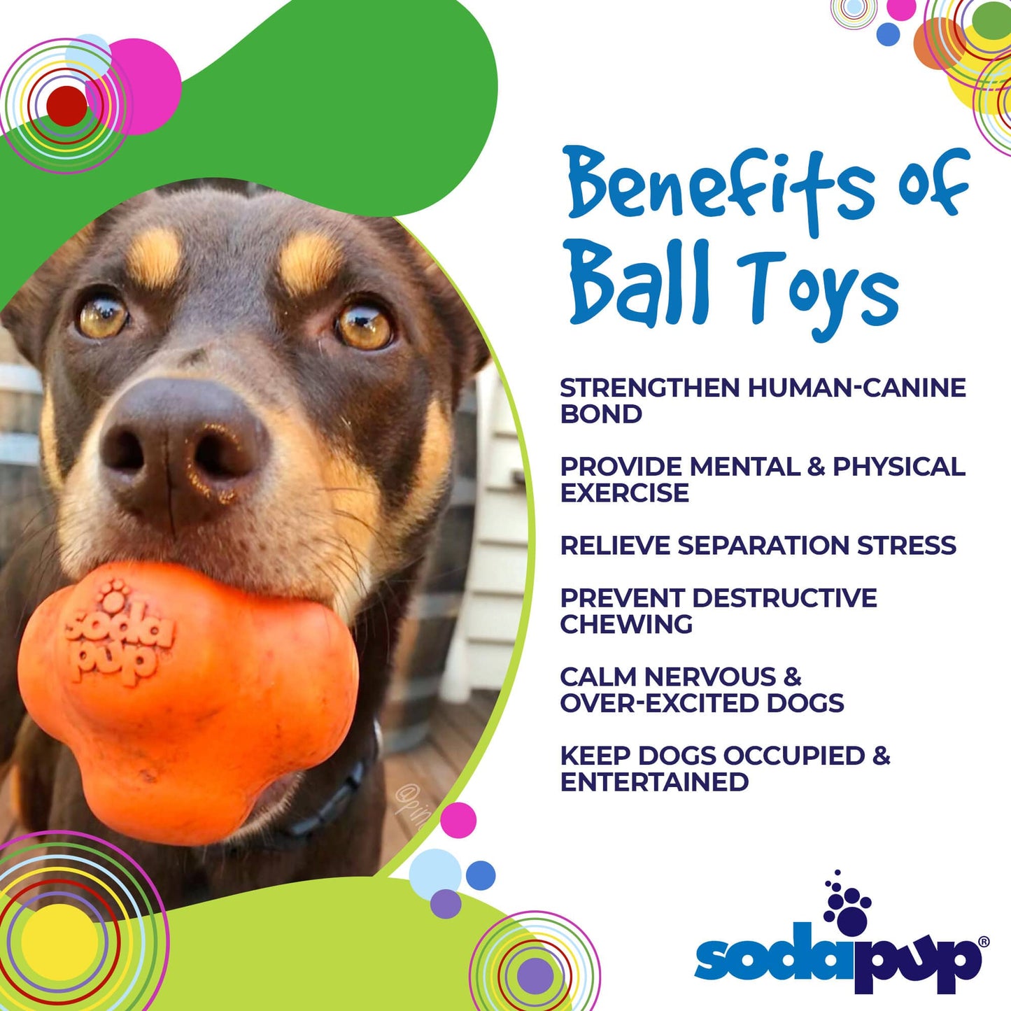 Crazy Bounce Rubber Dog Chew Toy For Power Chewers Ball USA - close up view