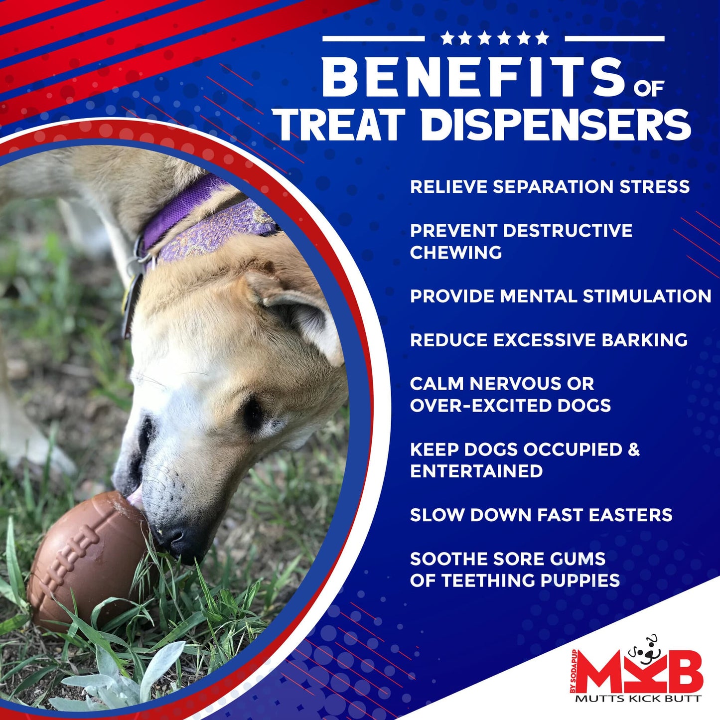 Football Dog Chew Toy & Treat Dispenser - USA Made | SodaPup - gallery image 5