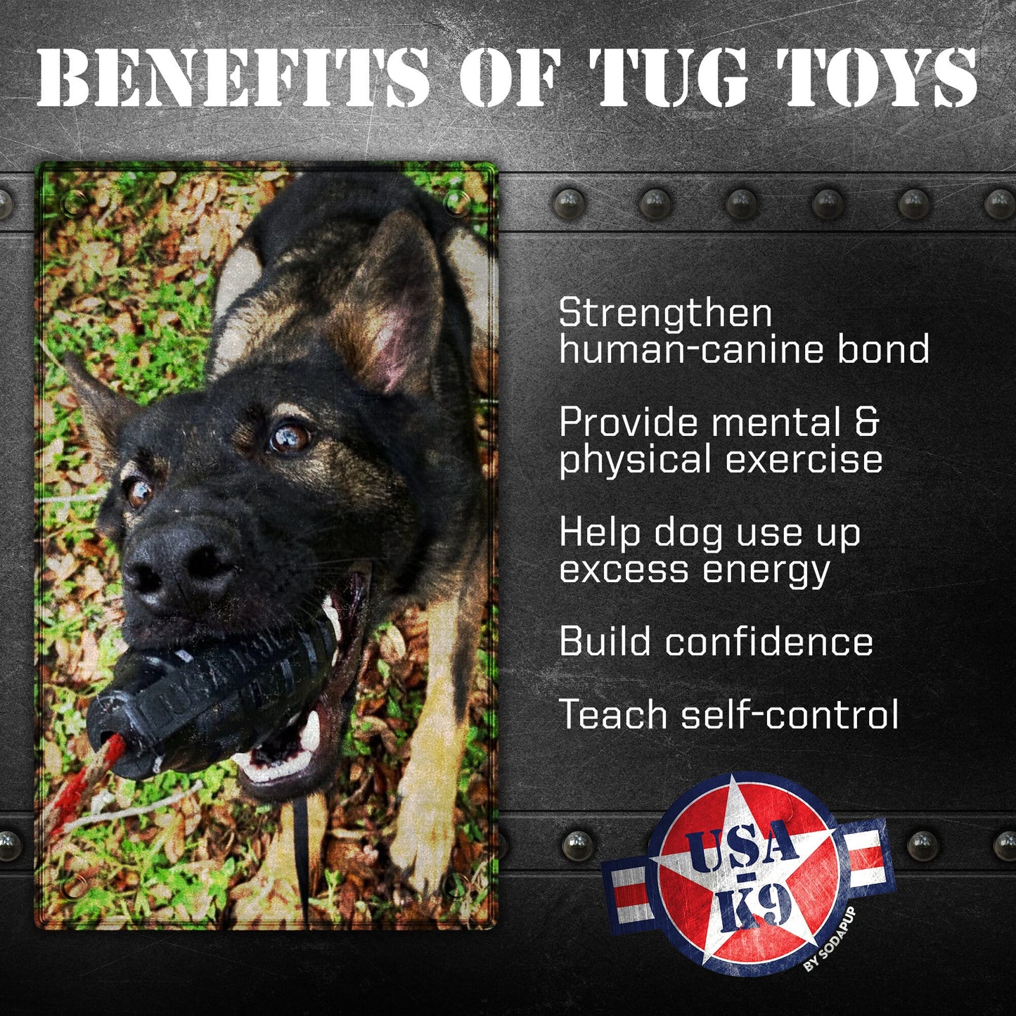 USA K9 Magnum Grenade Black Magnum Rubber Chew Toy For USA - lifestyle view