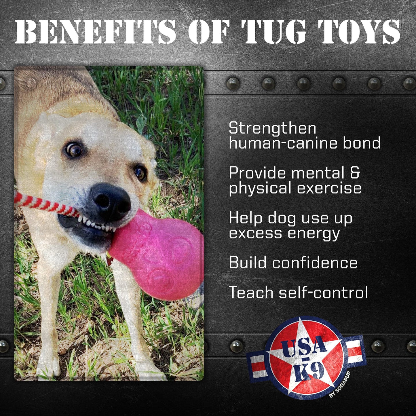 USA K9 Skull Dog Chew Toy Treat Dispenser Made In USA Dog - lifestyle view