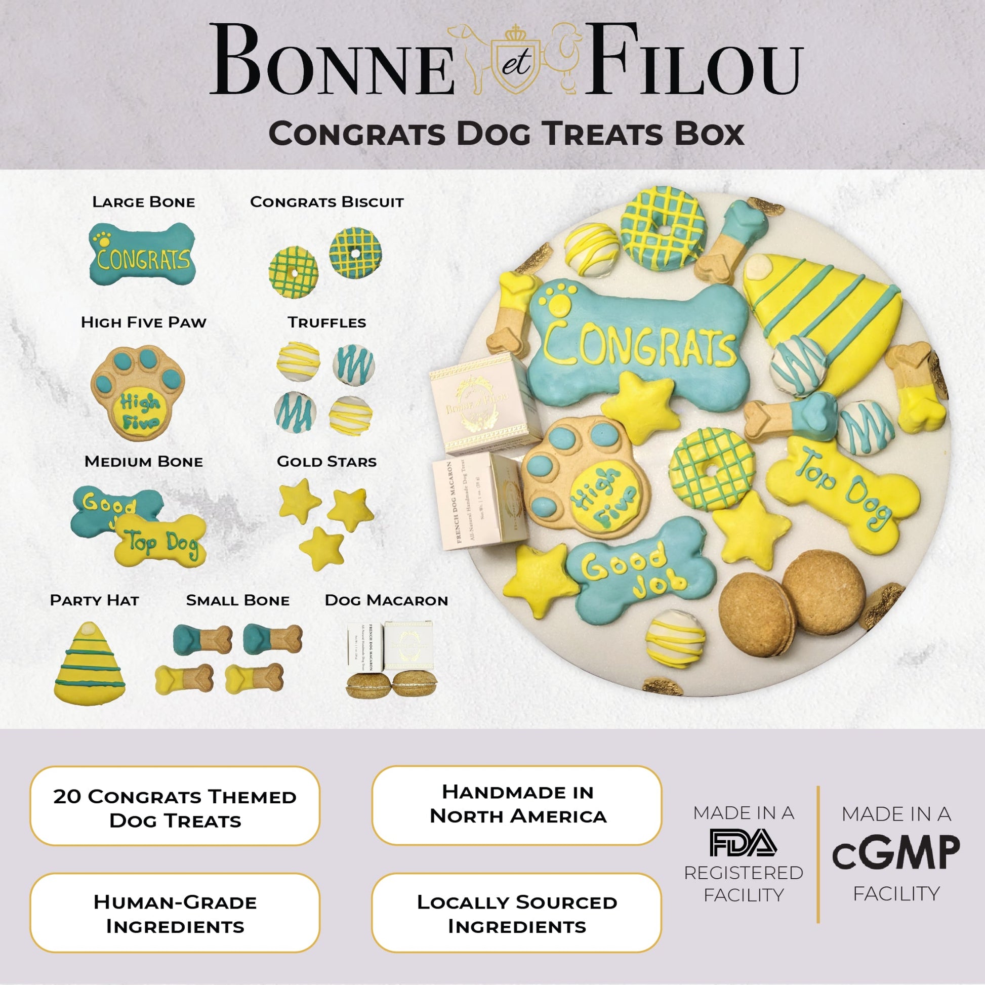 Dog Treats Congrats Themed Treats Gift Box for Daily Use - close up product image for dog treats