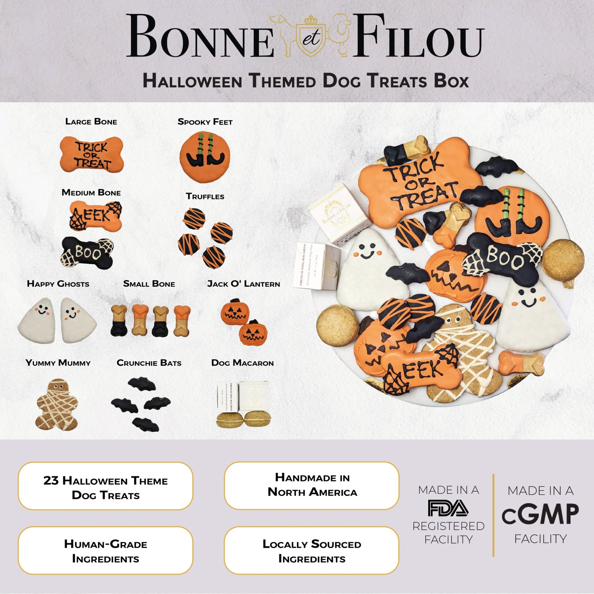 Dog Treats Halloween Themed Treats Gift Box for Daily Use - close up product image for dog treats