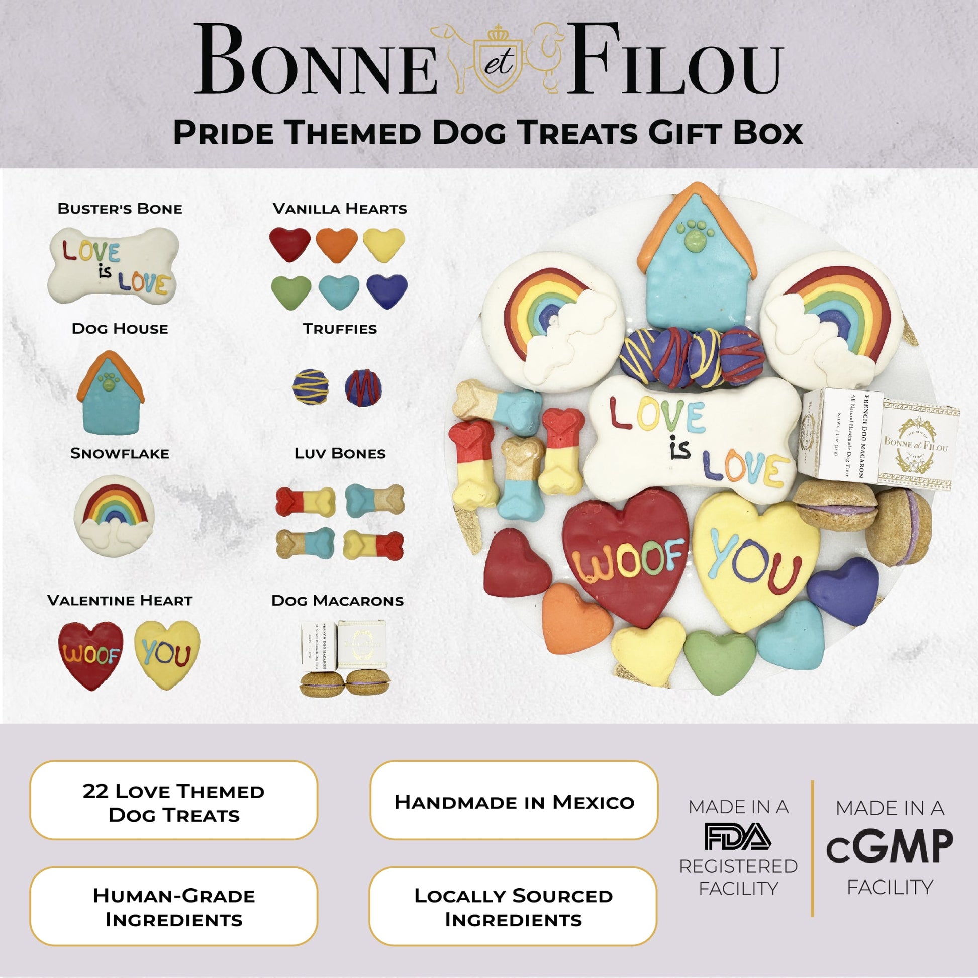 Dog Treats Pride Themed Treats Gift Box for Daily Use Essent - close up product image for dog treats