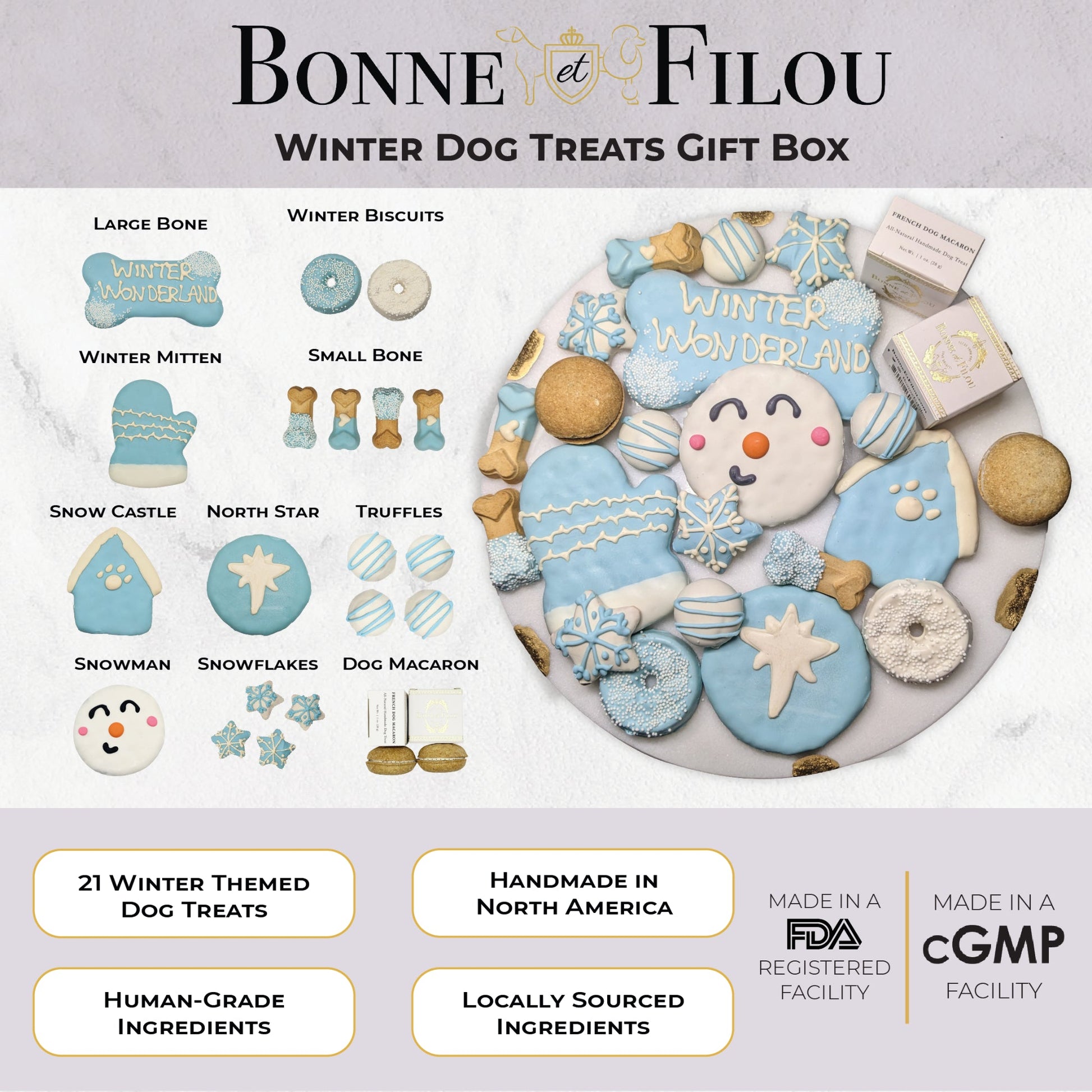Dog Treats Winter Themed Treats Gift Box for Daily Use Essen - close up product image for dog treats