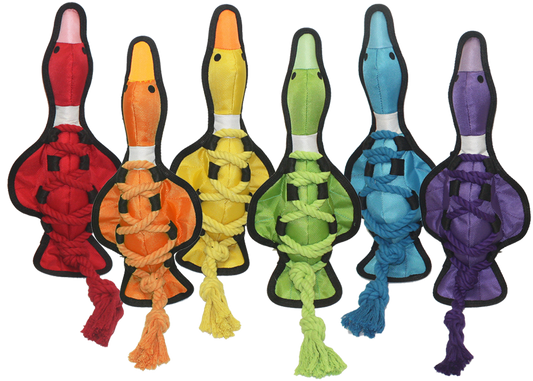Multipet Cross Ropes Duck Assorted Colors 19 Interactive Dog - main product image