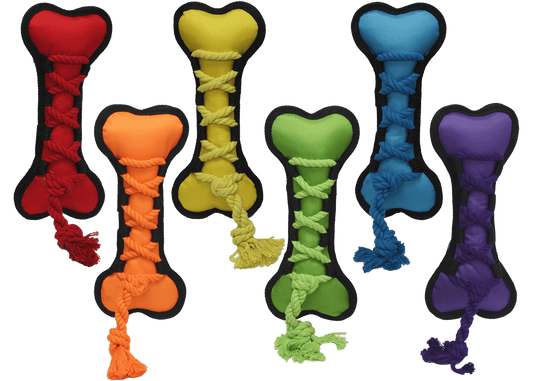 Multipet Cross Ropes Bone Assorted Colors 11 5 Interactive - detail view