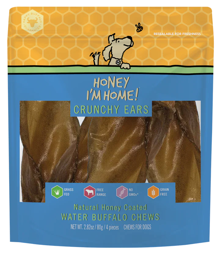 Honey Dog Buffalo Crunchy Ears 4Pk dog treats Premium - main product image
