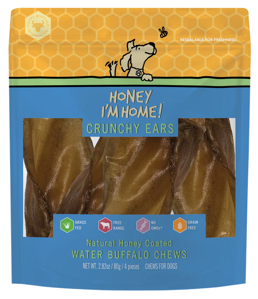Honey Dog Buffalo Crunchy Ears 4Pk dog treats Premium - main product image