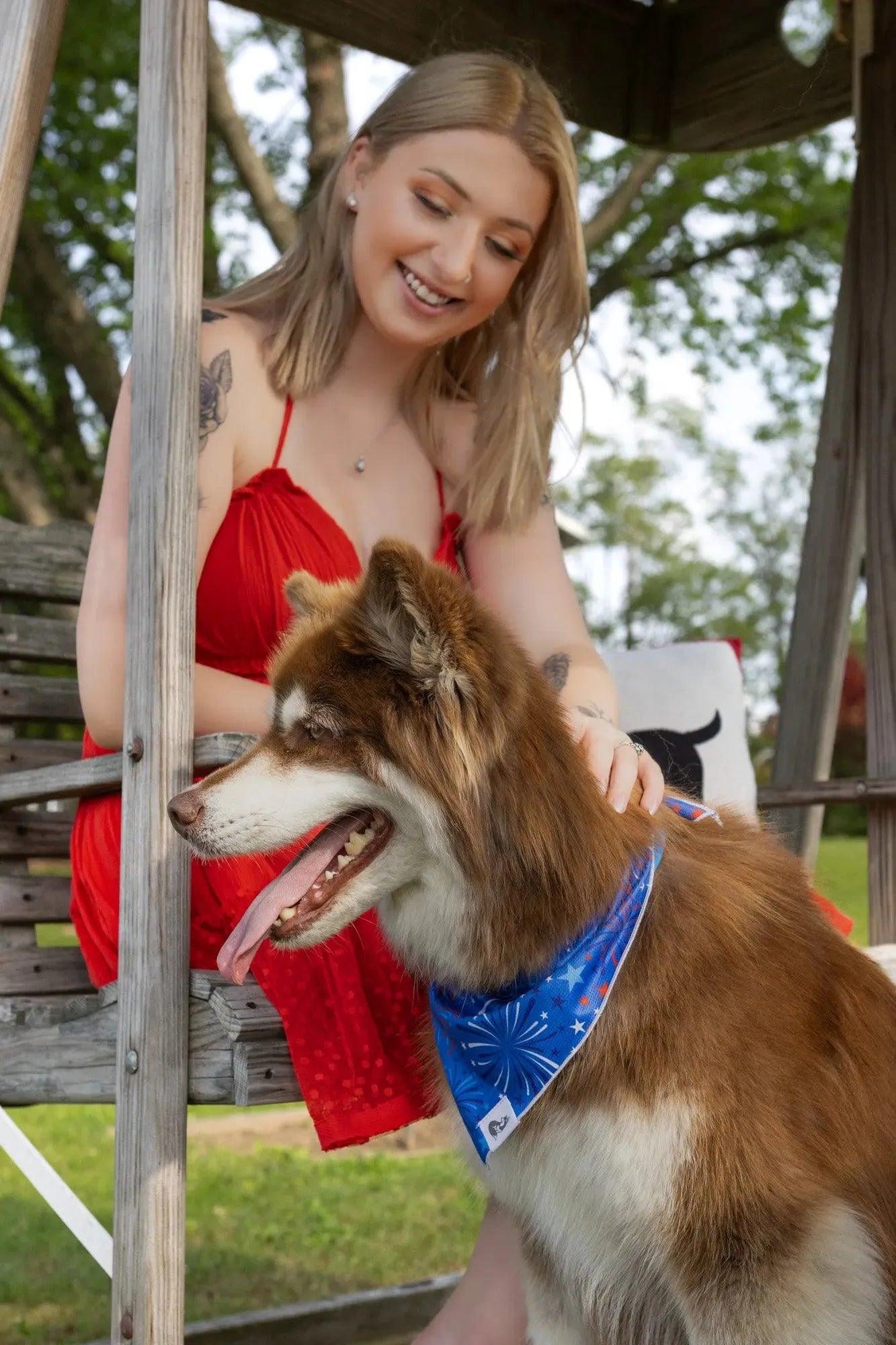 Patriotic Dog Bandana Dog Bandanas Premium Pet Supply - lifestyle view