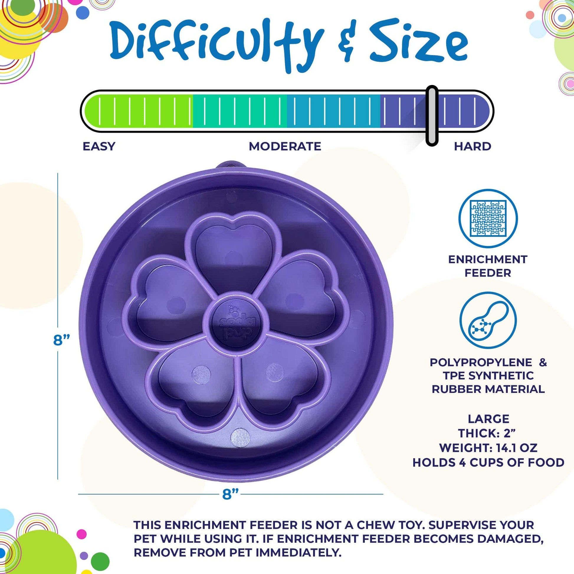 Flower Ebowl Deep Slow Feeder Dog Bowl For Enrichment USA - size and texture view for Pet Feeders & Bowls