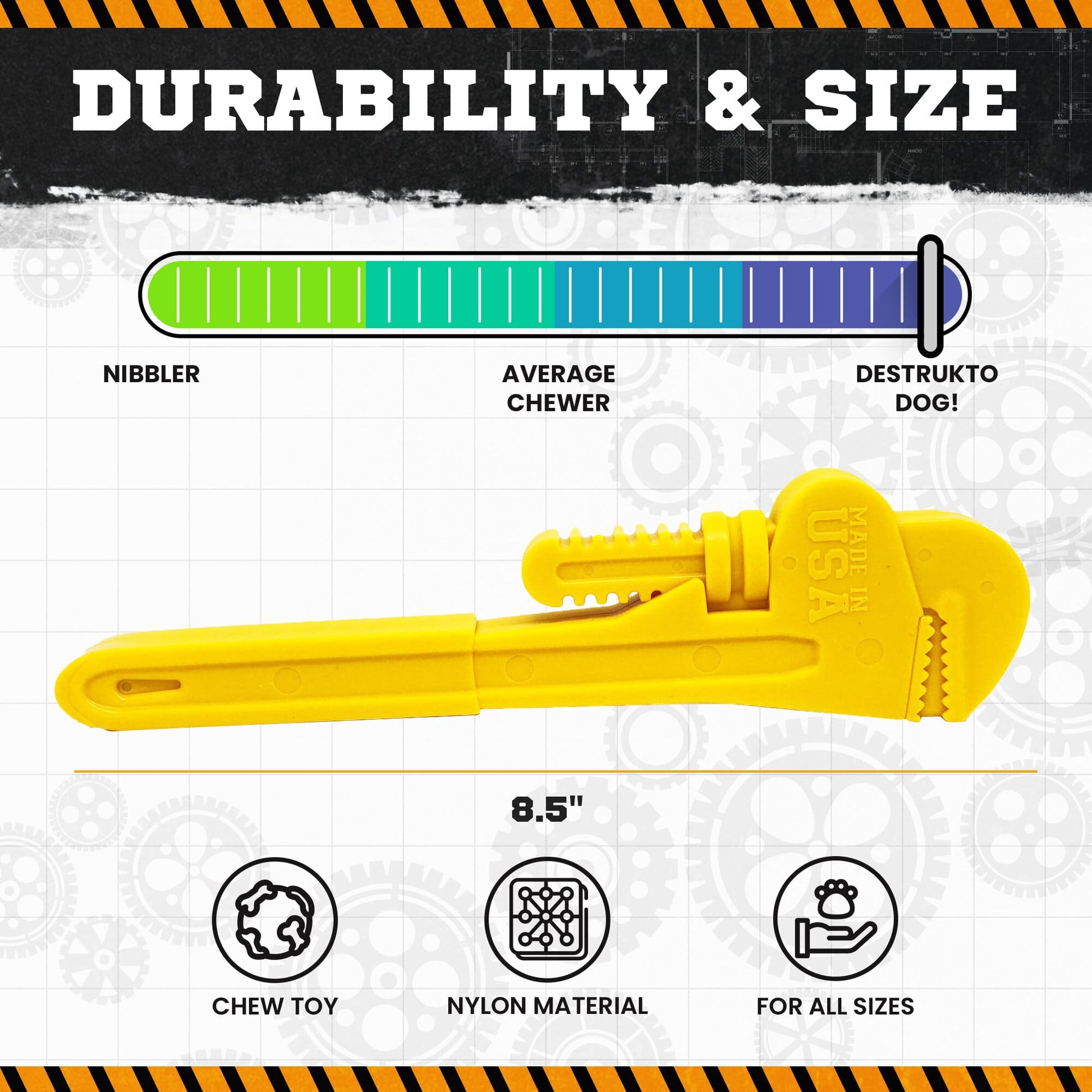 Pipe Wrench Nylon Dog Toy For Aggressive Chewers USA Made - gallery image 7