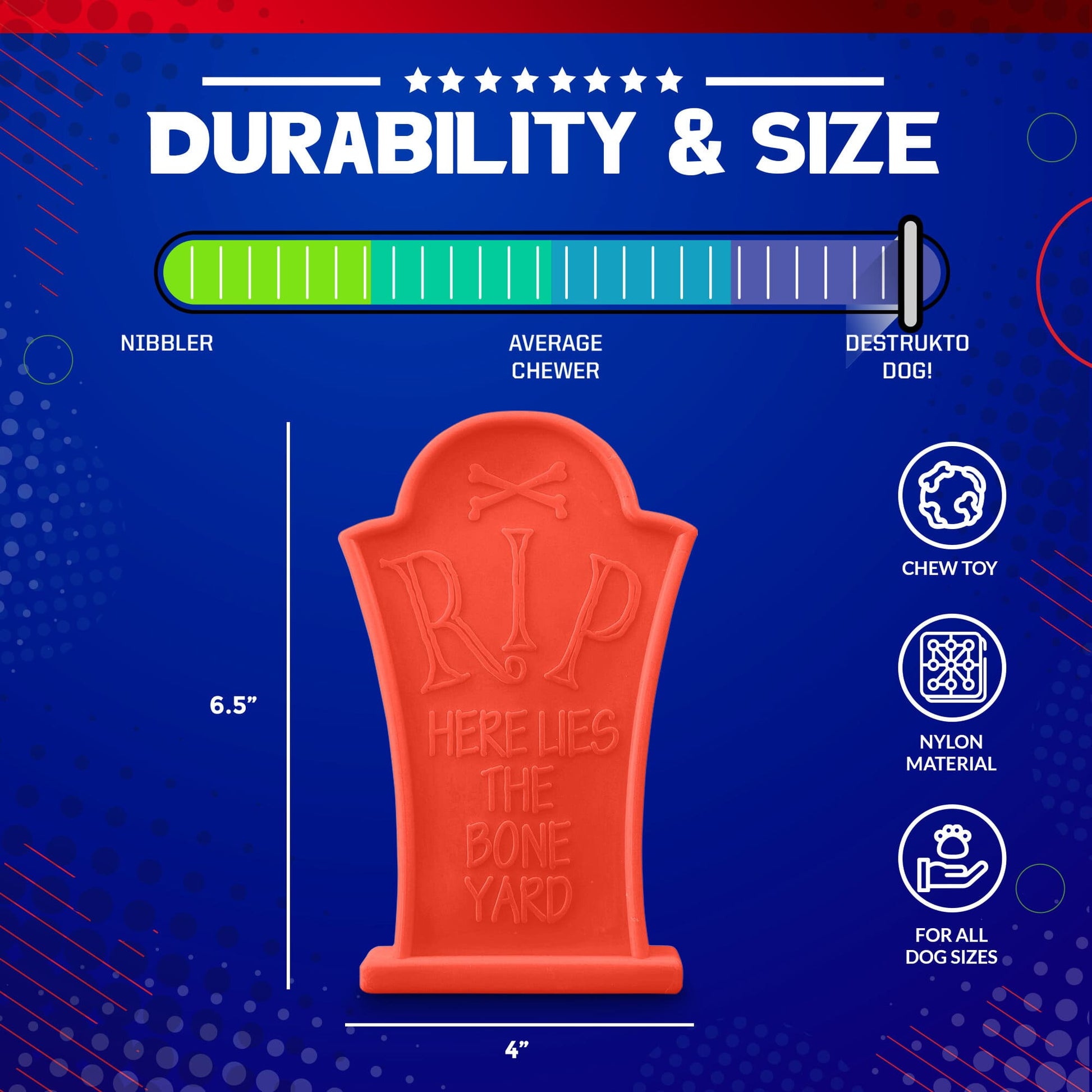 Headstone Ultra Durable Nylon Dog Chew Toy Interactive Dog - close up view