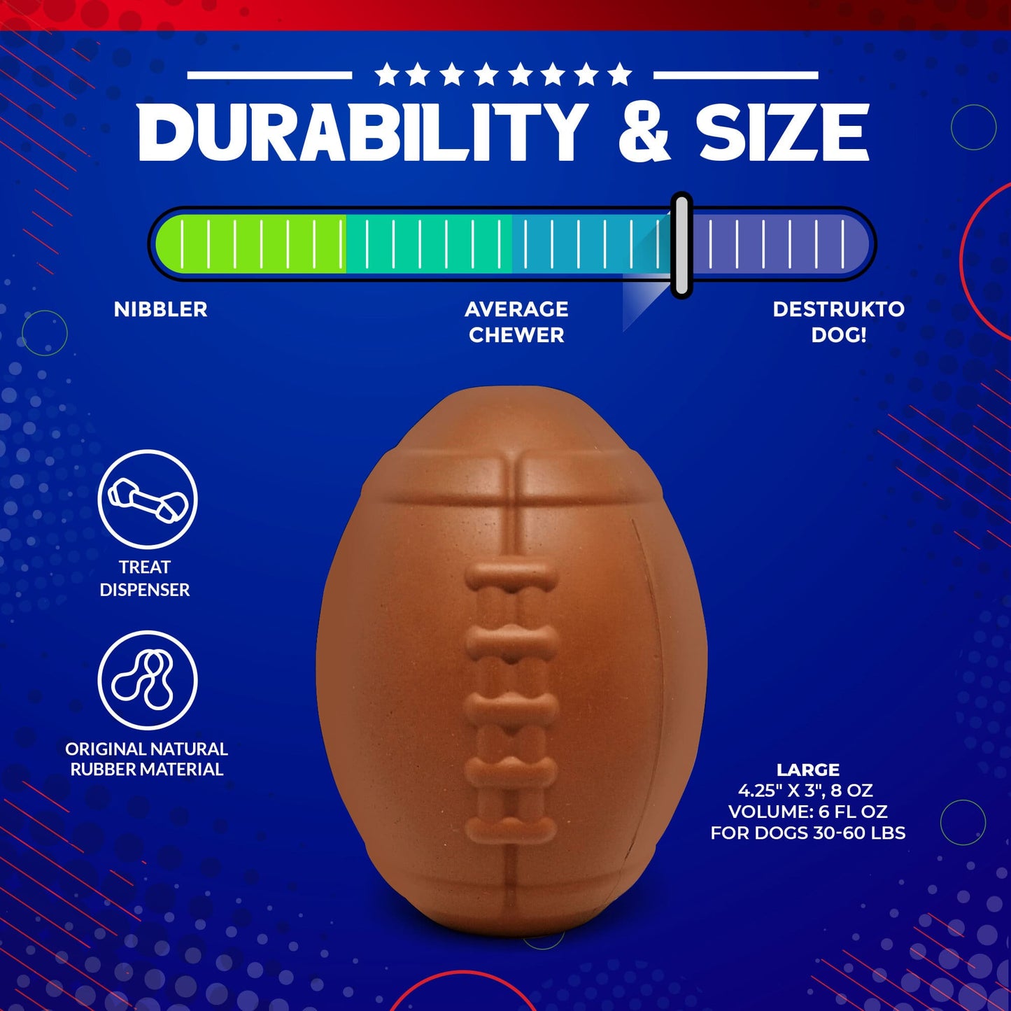 Football Dog Chew Toy & Treat Dispenser - USA Made | SodaPup - gallery image 6