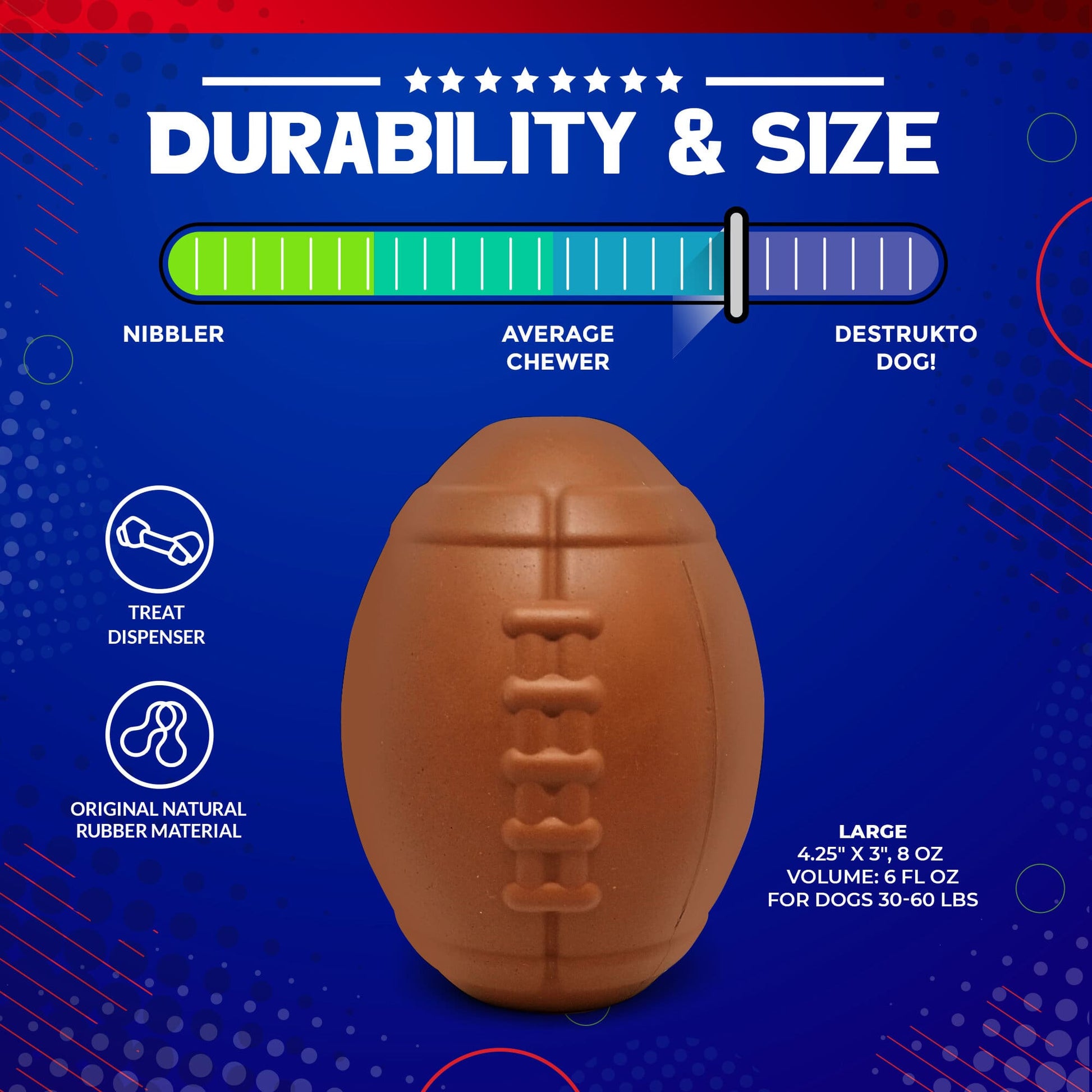 Football Dog Chew Toy & Treat Dispenser - USA Made | SodaPup - gallery image 6