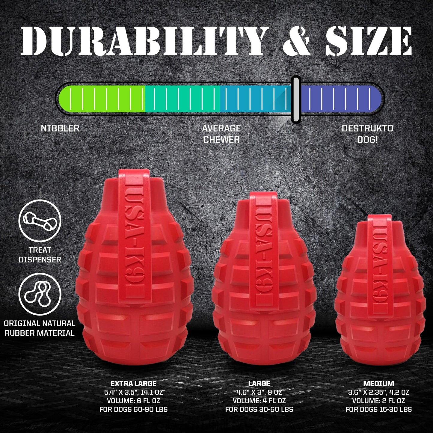 USA K9 Grenade Shaped Edispenser Durable Dog Chew To 42885 - gallery image 6