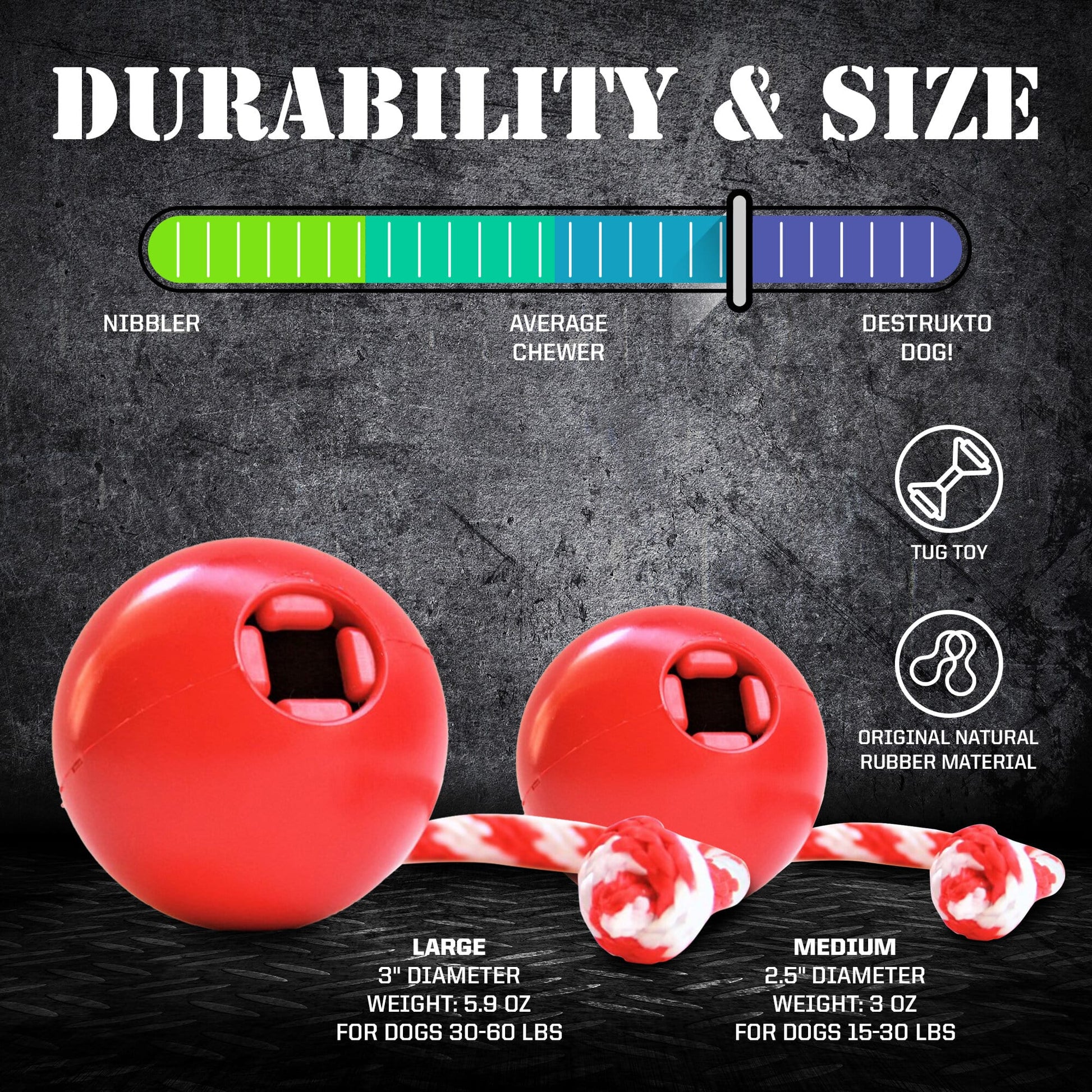 USA K9 Cherry Bomb Rubber Dog Chew Toy K9 Handler Reward Toy - close up view
