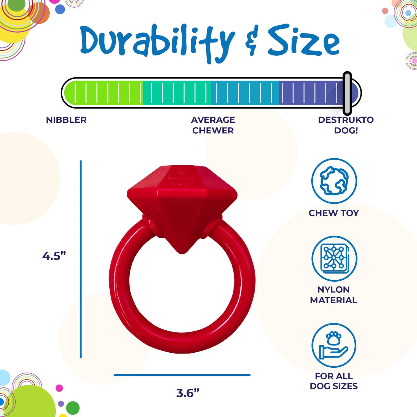 Diamond Ring Nylon Teething Ring For Puppies Durable USA Dog - gallery image 6