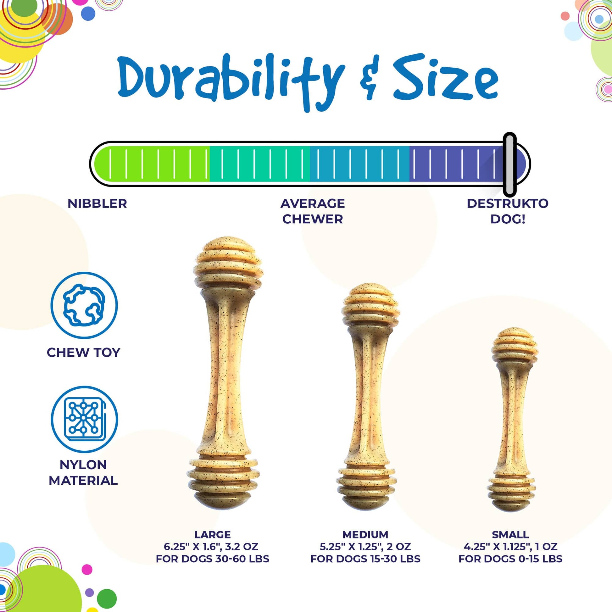 Honey Bone Nylon Dog Toy For Aggressive Chewers USA Made Dog - gallery image 5