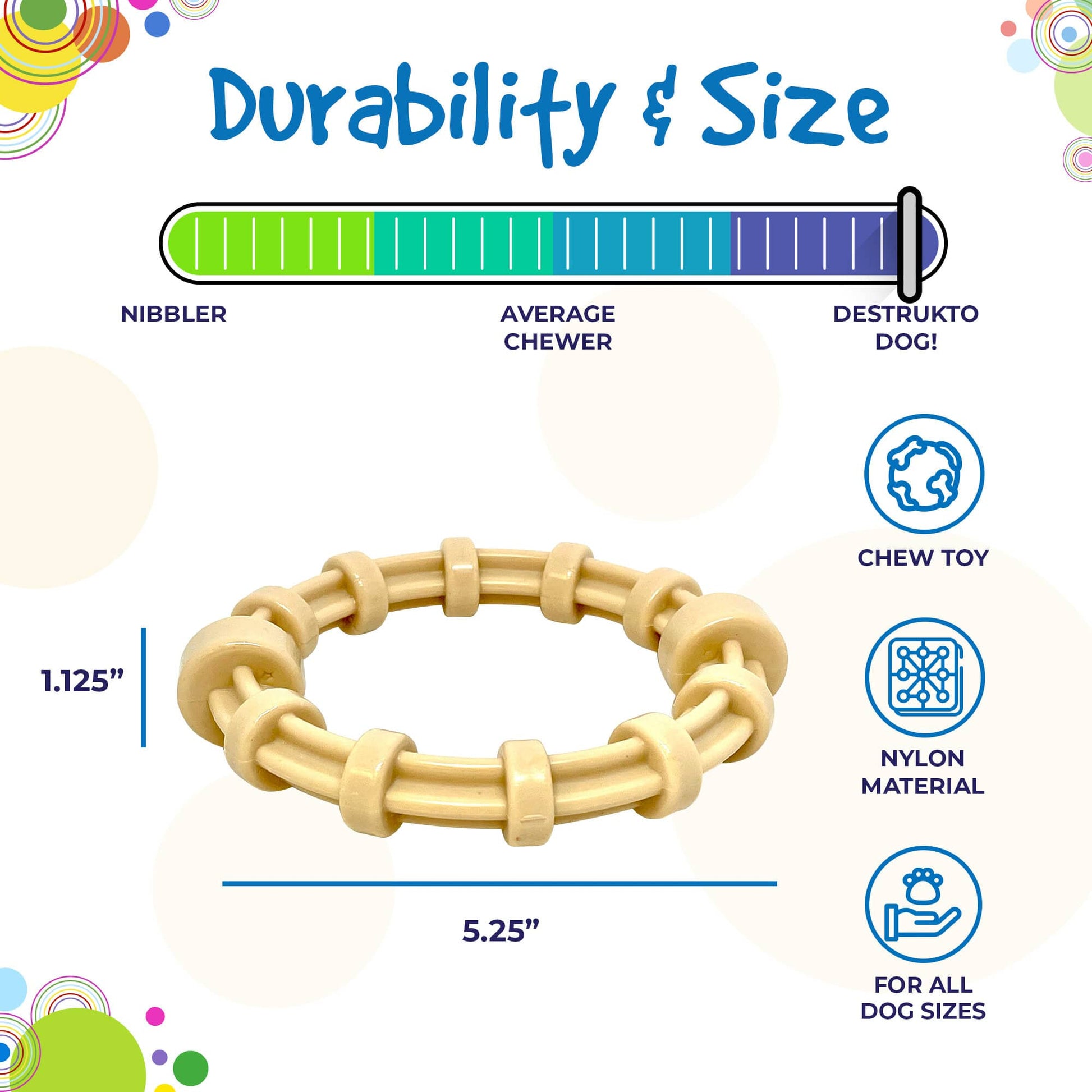 Chicken Flavored Teething Ring For Puppies Aggressive USA - close up view