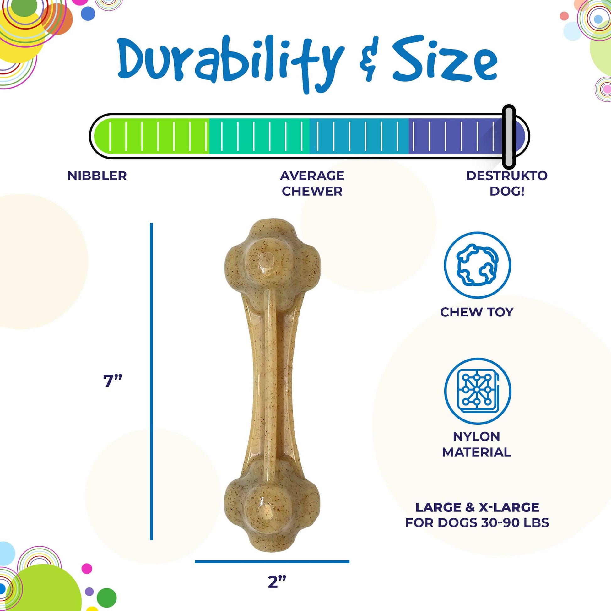 Knuckle Bone Nylon Dog Chew Toy For Aggressive Chewers Made - close up view