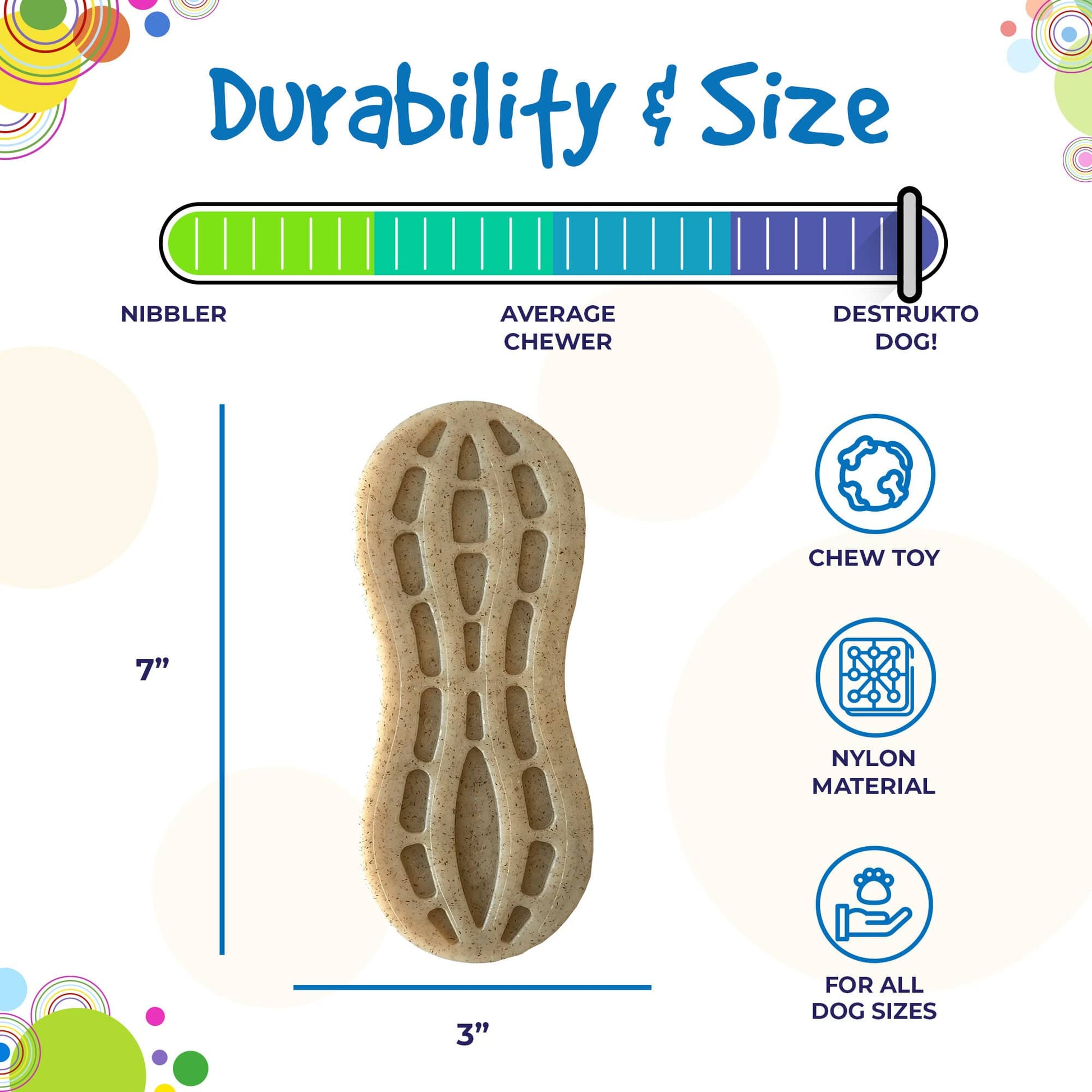Peanut Nylon Dog Chew Toy Ultra Durable For Aggressive Dog - gallery image 5