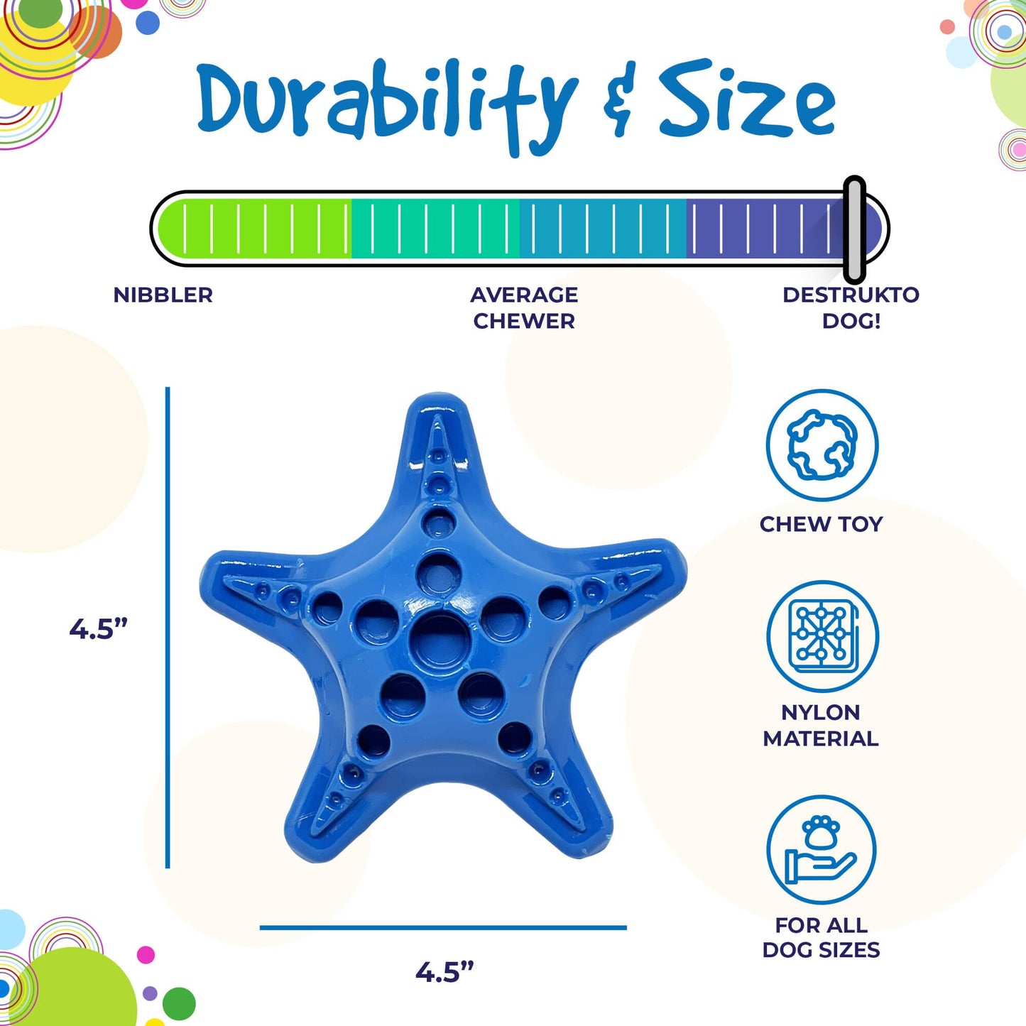 Starfish Nylon Dog Chew Toy For Aggressive Chewers USA Made - gallery image 6