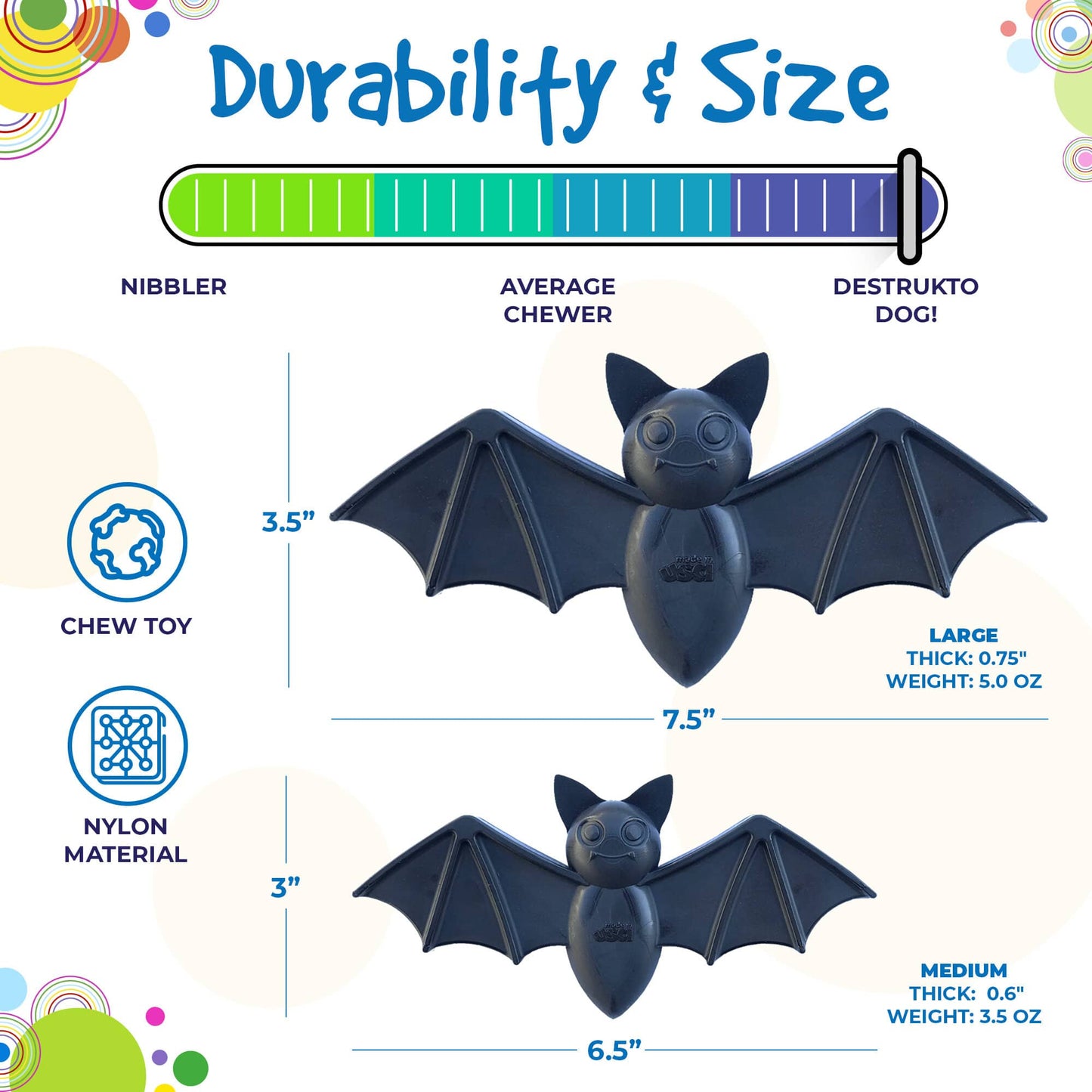 Vampire Bat Nylon Dog Chew Toy For Aggressive Chewers USA - gallery image 5