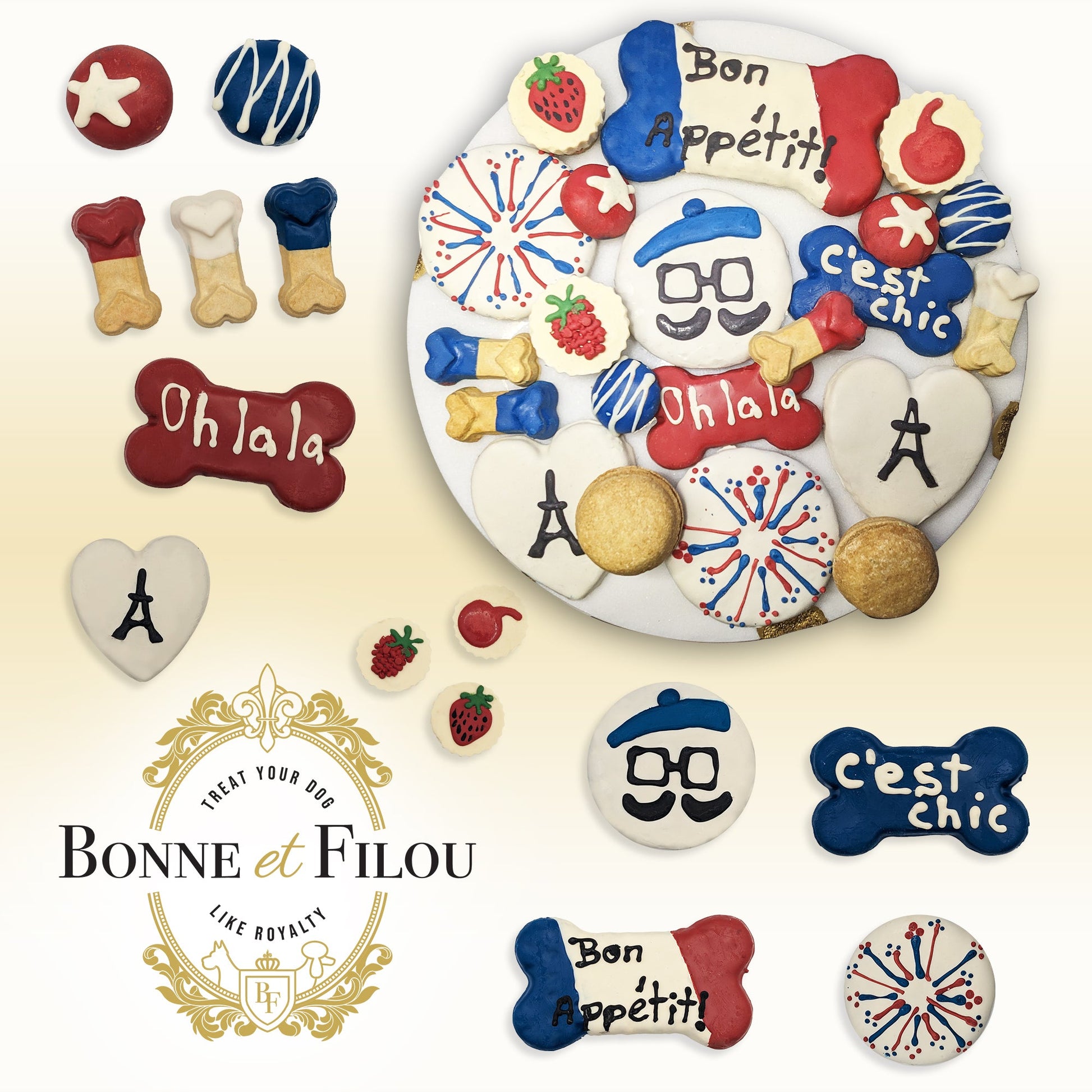 Dog Treats French Themed Treats Gift Box for Daily Use Essen - size and texture image for dog treats