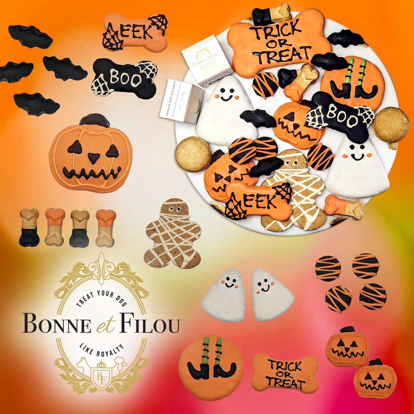 Dog Treats Halloween Themed Treats Gift Box for Daily Use - size and texture image for dog treats