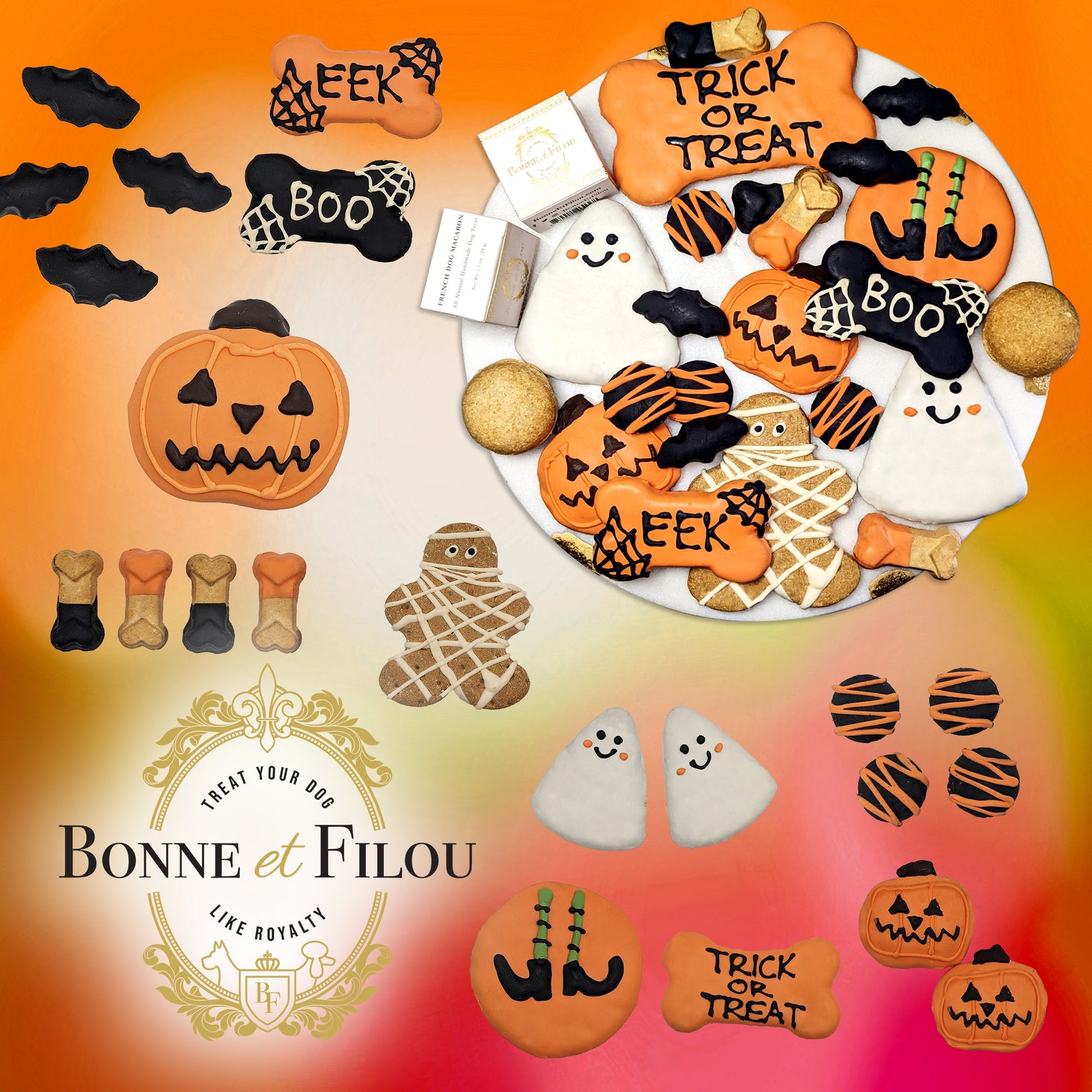 Dog Treats Halloween Themed Treats Gift Box for Daily Use - size and texture image for dog treats