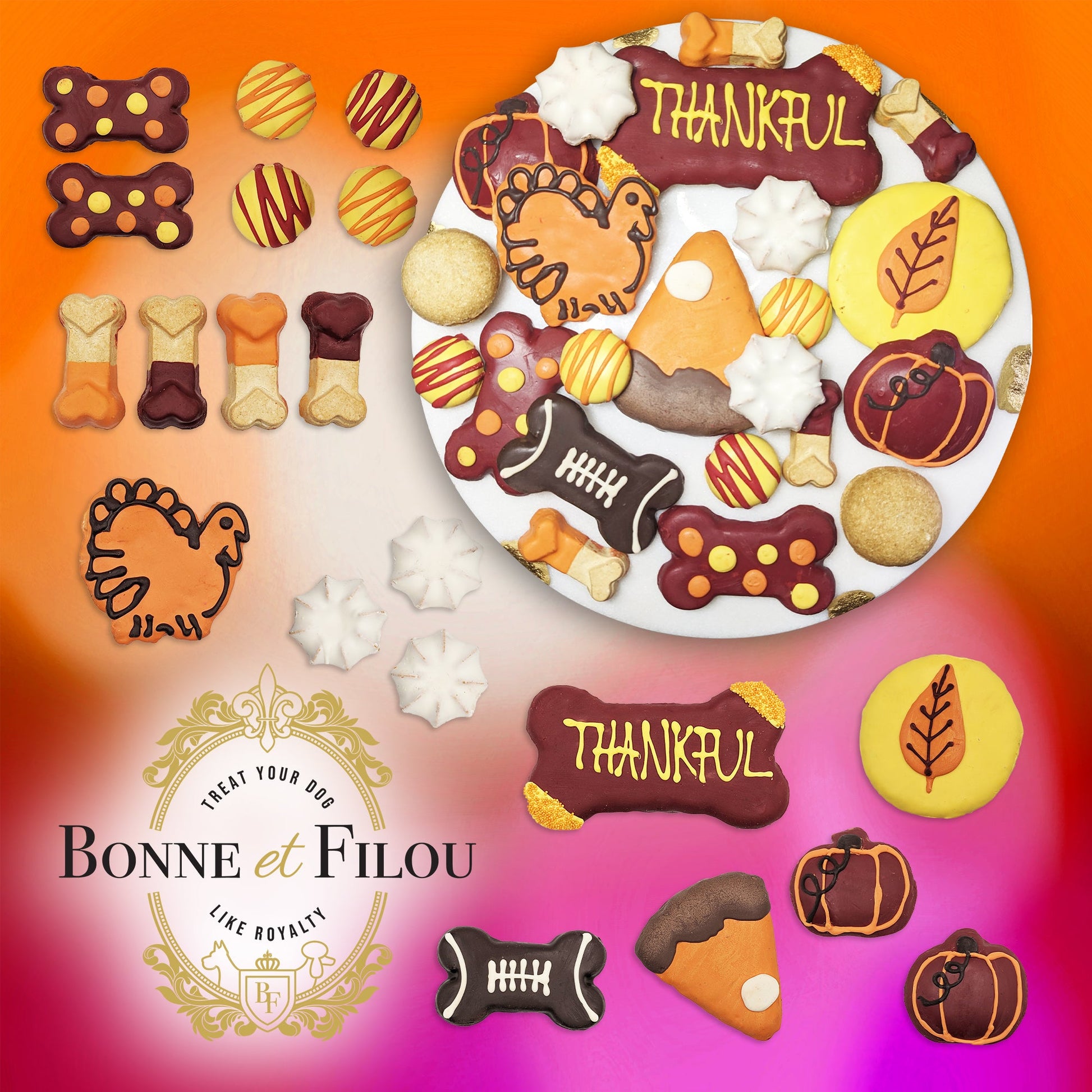 Dog Treats Thankful Themed Treats Gift Box for Daily Use - size and texture image for dog treats