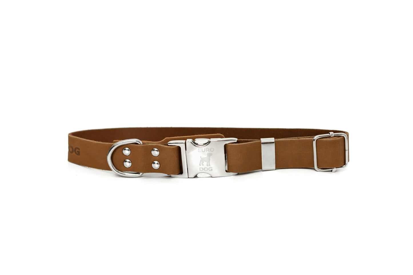 Dog Collar Modern Style Quick-Release Earth Brown Leather main product image for dogs and cats