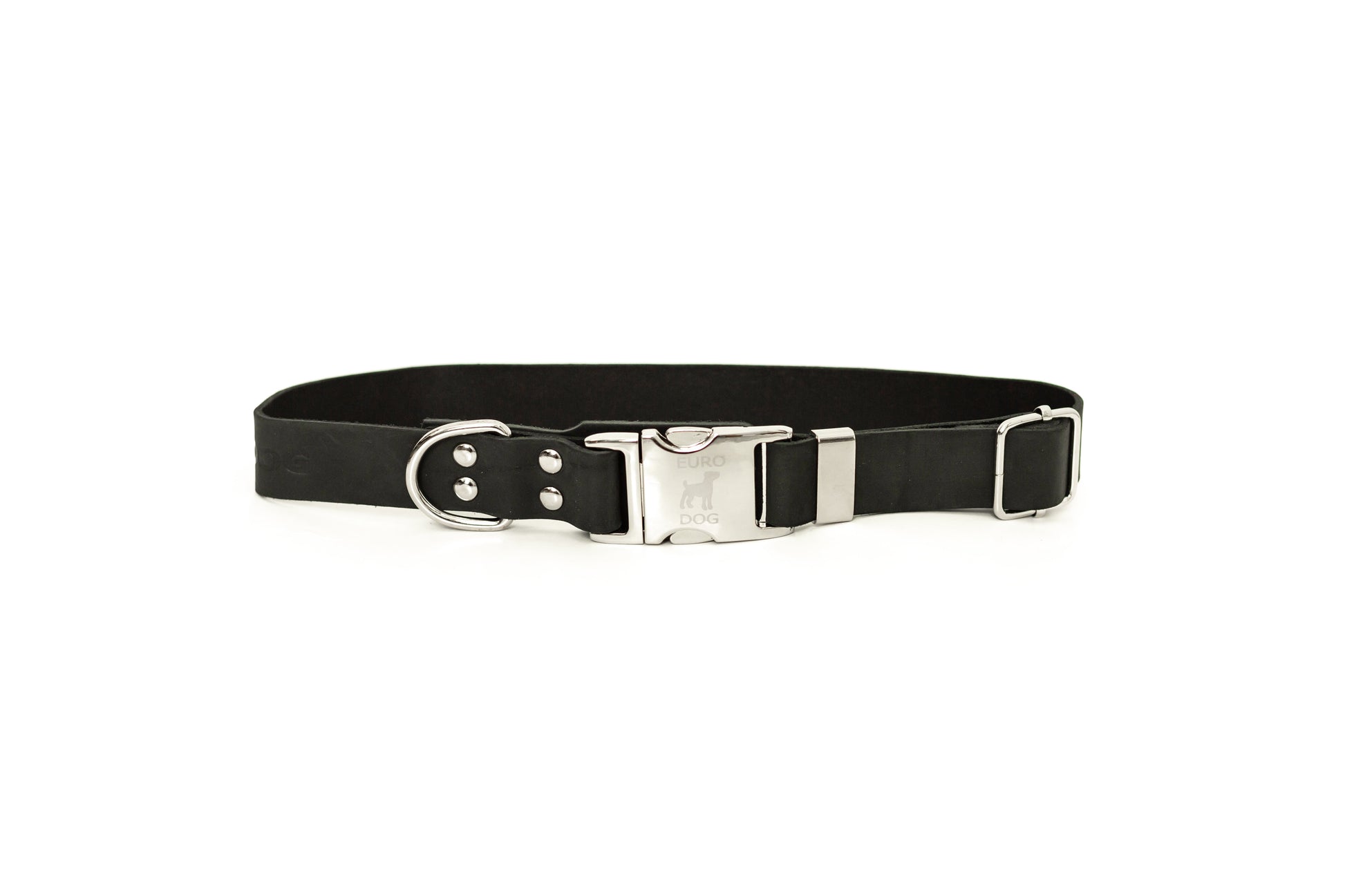 Dog Collar Modern Style Quick-Release Midnight Black Leather main product image for dogs and cats