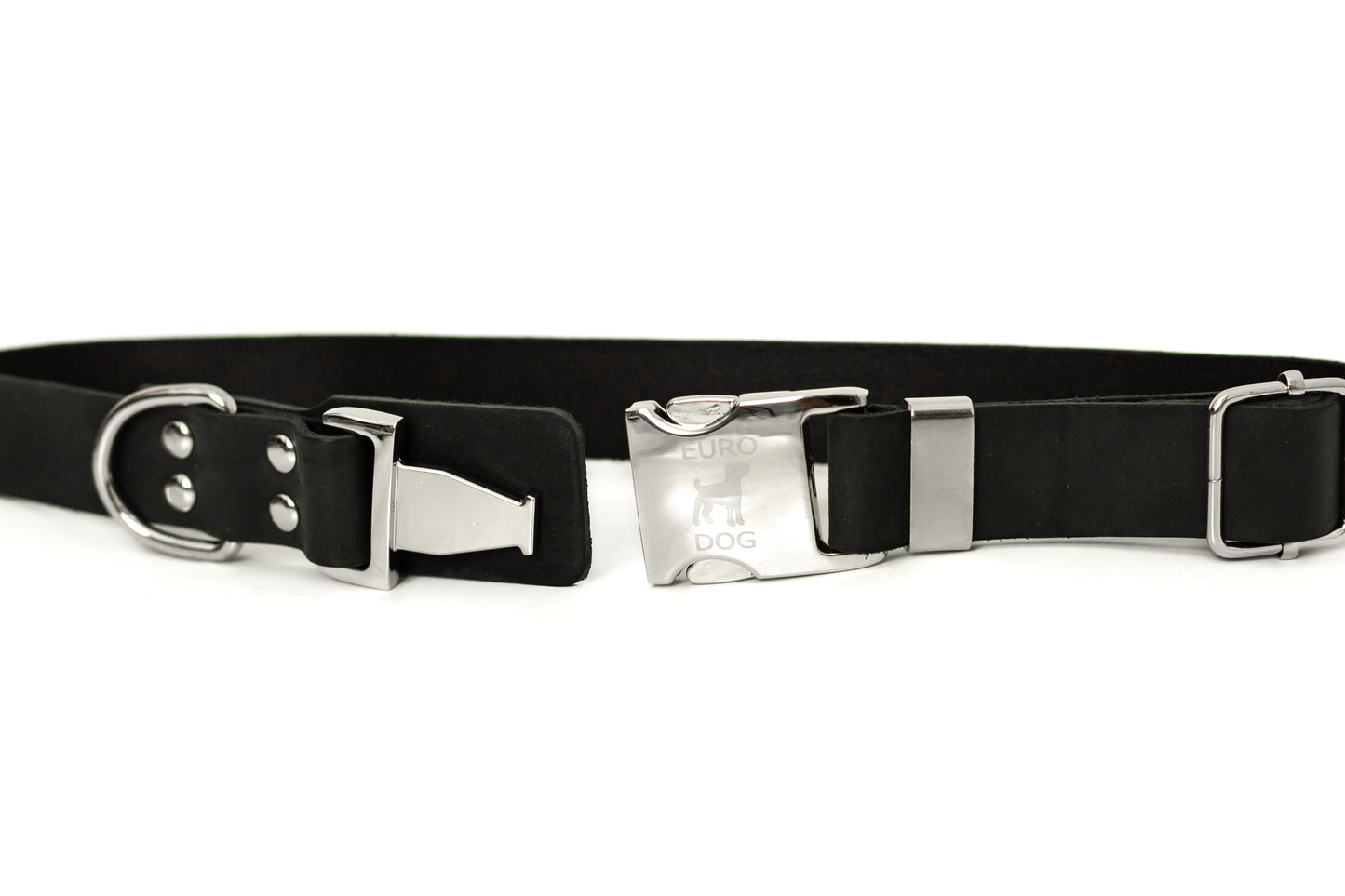 Dog Collar Modern Style Quick-Release Midnight Black Leather main product image for dogs and cats