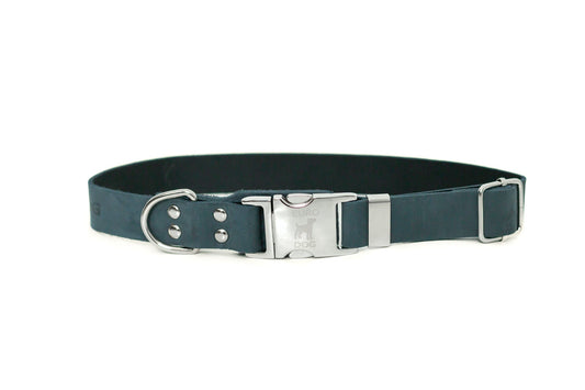 Dog Collar Modern Style Quick-Release Blue Jeans Leather - main product image for dog collar