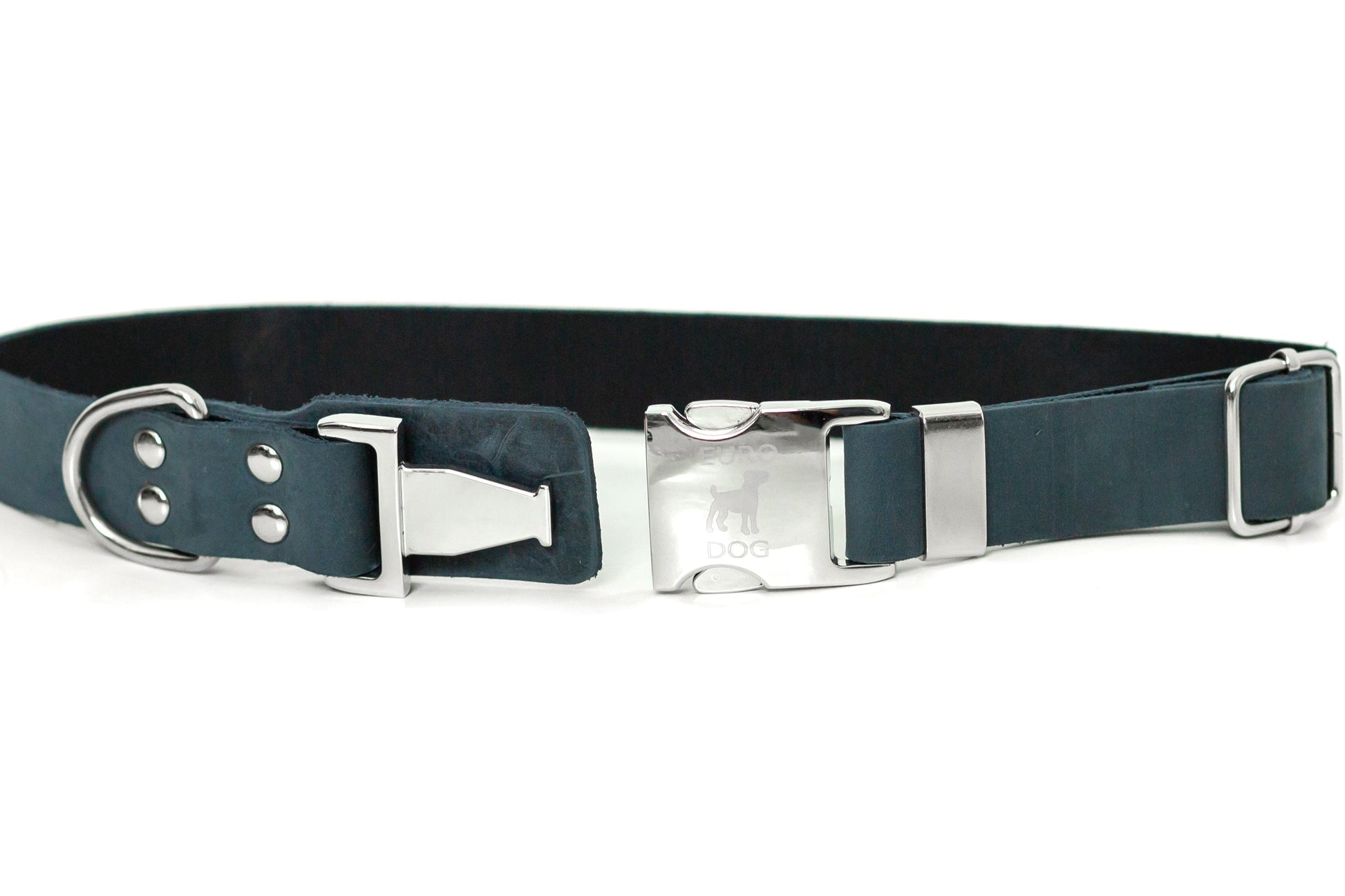 Dog Collar Modern Style Quick-Release Blue Jeans Leather - detail product image for dog collar