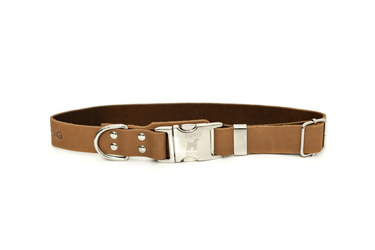 Dog Collar Modern Style Quick-Release Khaki Leather Collar main product image for dogs and cats