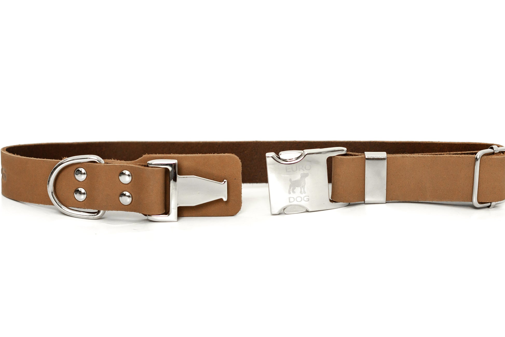 Dog Collar Modern Style Quick-Release Khaki Leather Collar main product image for dogs and cats