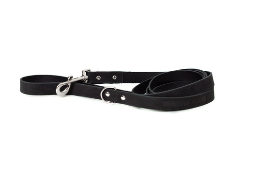 Dog Collar Modern Style Midnight Black Leather Leash main product image for dogs and cats