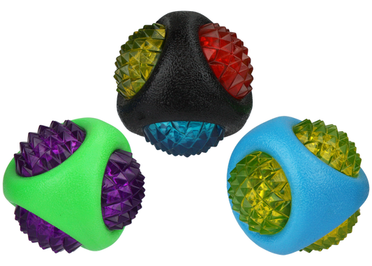 Multipet Doglucent Tpr Dental Diamond Ball Assorted Colors 3 - main product image