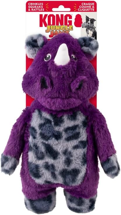 KONG Jungle Jamz Rhino Medium Large Interactive Dog Toy - main product image