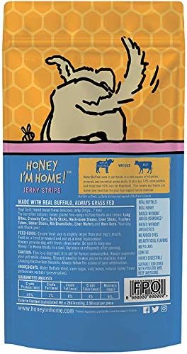 Honey Im Home Buffalo Jerky Strips Dog Treats 3 5Oz Dog - detail view