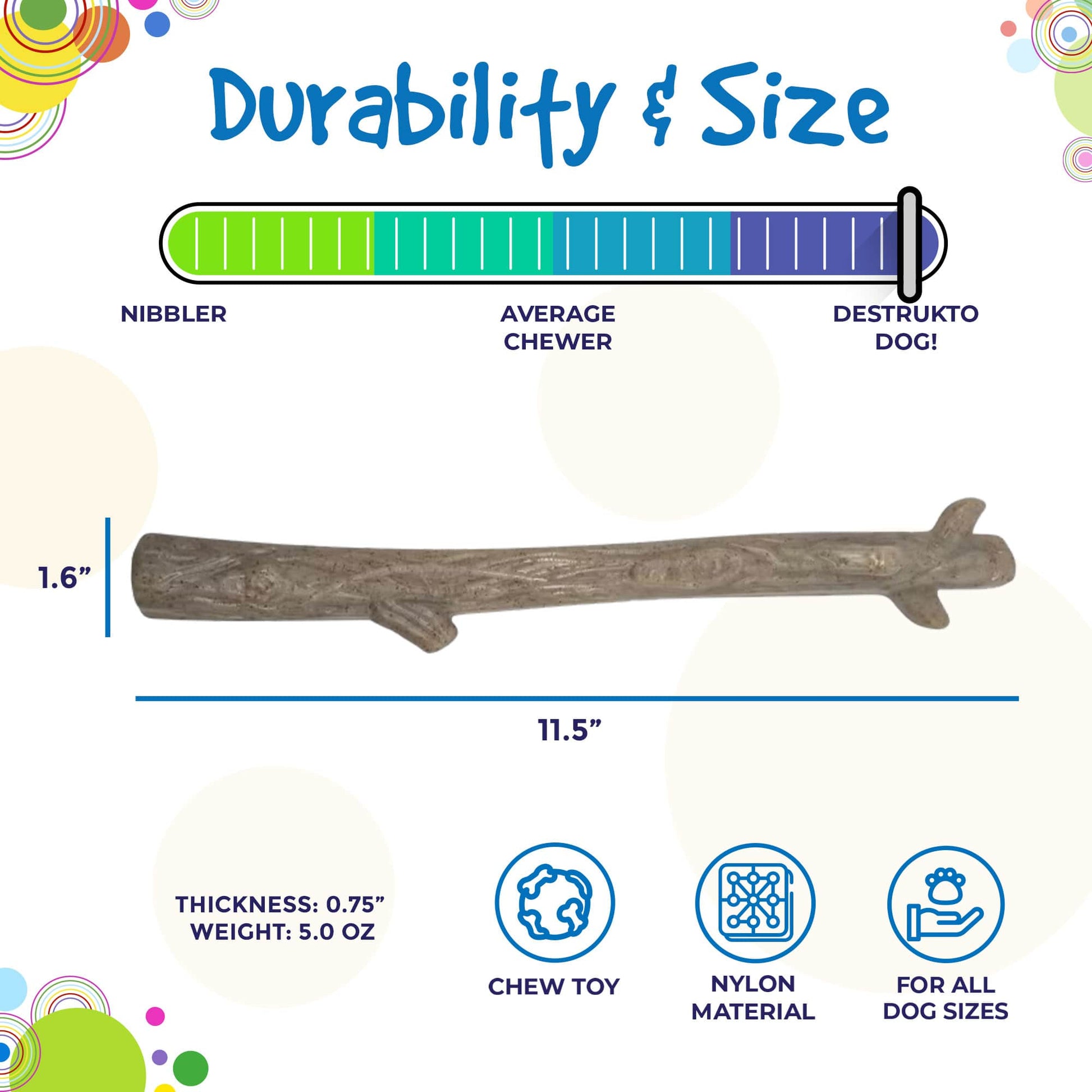 Durable Nylon Chew Stick For Power Chewers Indestructible - close up view