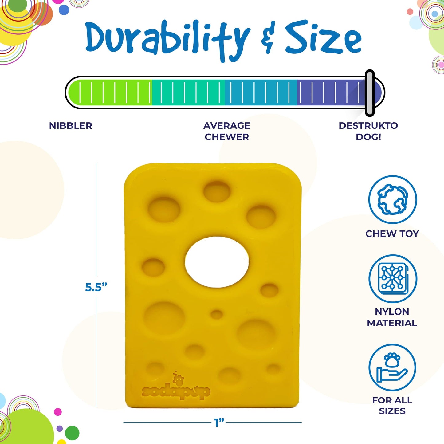 Swiss Cheese Wedge Nylon Dog Chew Toy For Aggressive Chewers - close up view