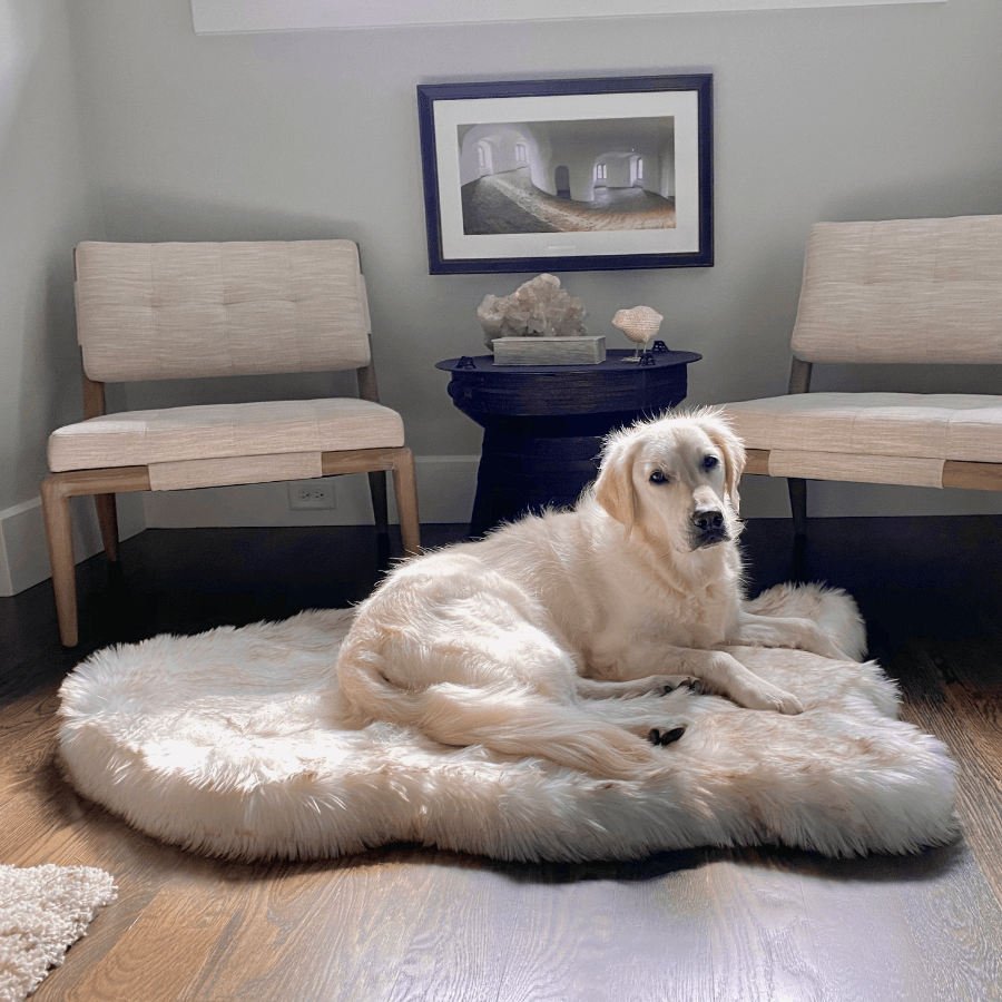 Puprug By Faux Fur Orthopedic Dog Bed Curve White - main product image