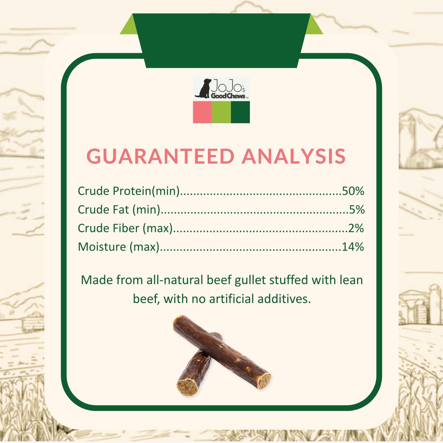 Dog Treats All-Natural Beef Stuffed Gullet Treats Essential - close up product image for dog treats