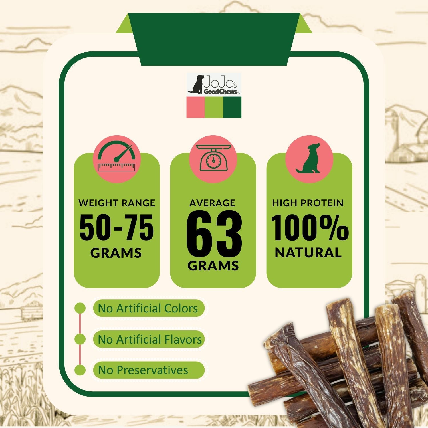 Dog Treats All-Natural Beef Stuffed Gullet Treats Essential - size and texture image for dog treats